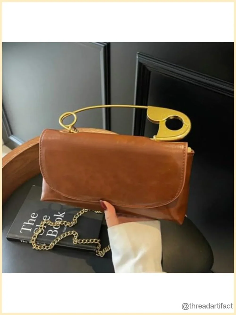 Faux Leather Crossbody Hobo Bag with Chain Strap